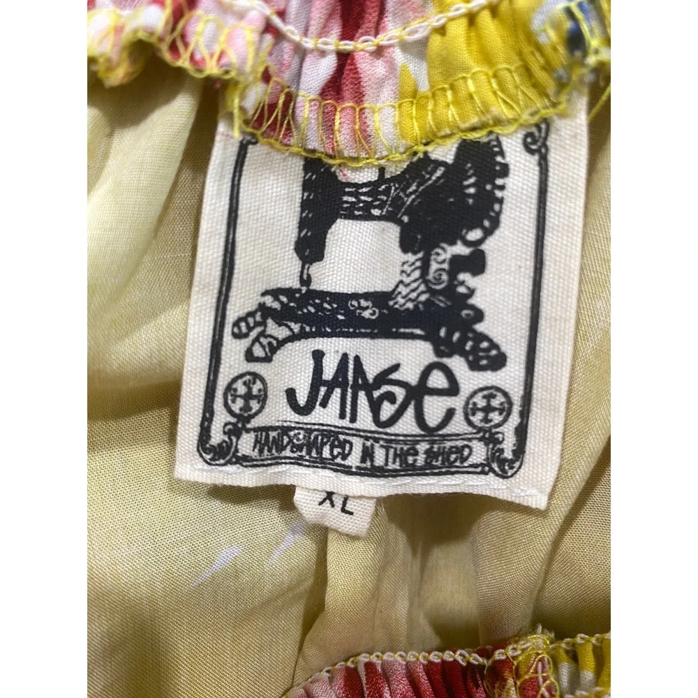 Jaase Yellow Floral Halter‎ Maxi Dress XL Crochet Smocked Vacay Tropical Boho